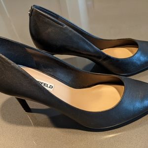 Karl Lagerfeld Paris Black Leather Pumps Heels SIZE 8